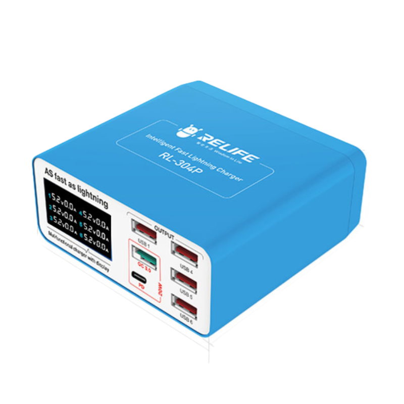 RELIFE RL-304P Smart Digital Display 6-Port Charger