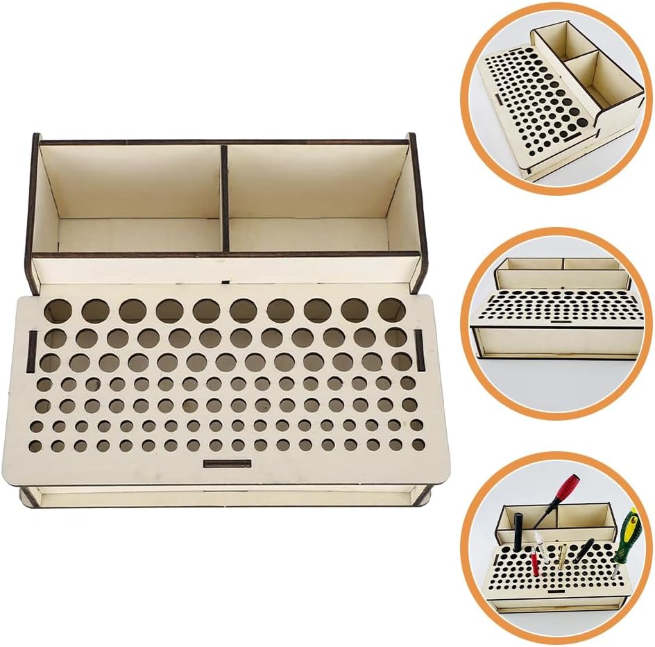 Tool Holder Wooden Storage Shelf Leather For Tweezer Screwdriver driller and more