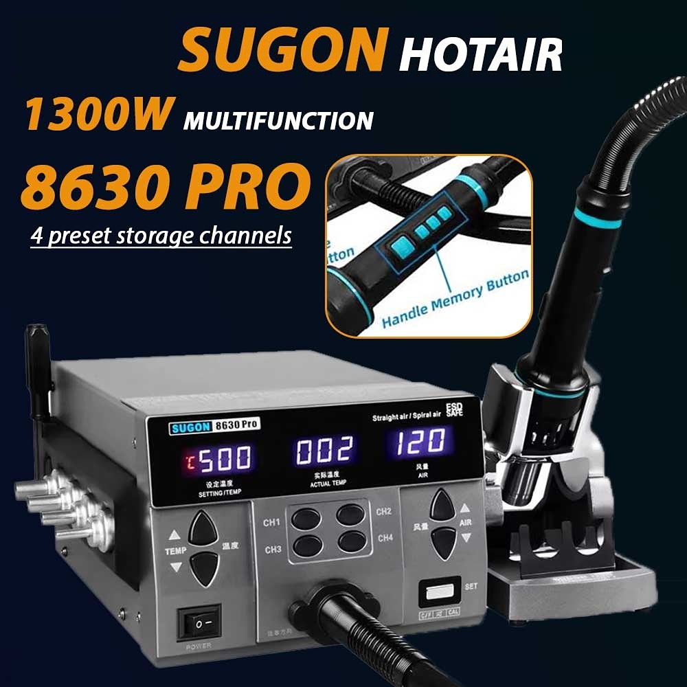 Sugon 8630 Pro 1300W Intelligent Digital Display Hot Air Gun BGA Desoldering Rework Station