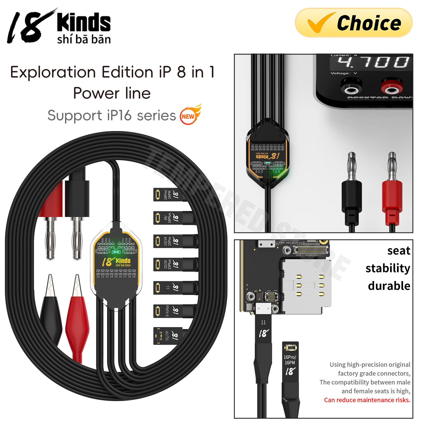 18 Kinds Power Boot Cable for iPhone 7-16 Pro Max Mobile Phones Current Test Motherboard Repair Power Supply Boot Cable Tools