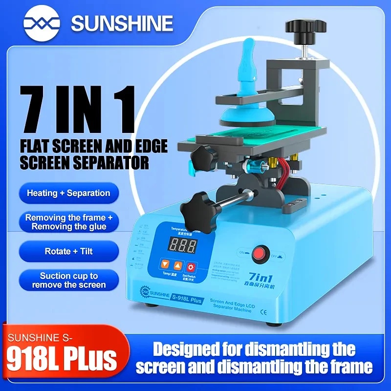Sunshine S-918L Plus 7 IN 1 Mobile Phone LCD Screen Separator 360° Rotating Heating Platfrom For Touch Display/Frame Removal