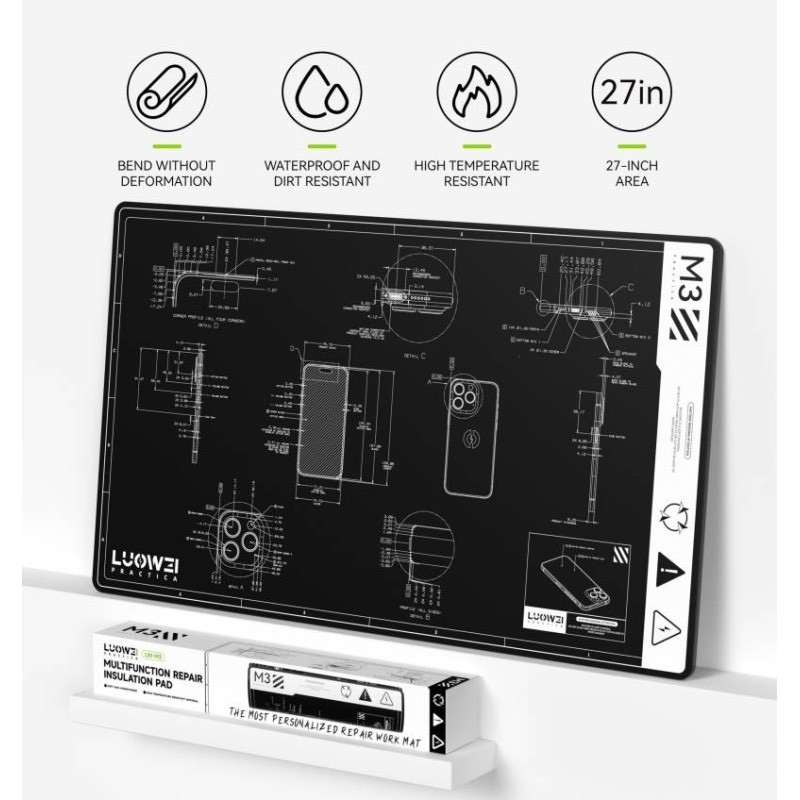 Luowei LW-M3 27-inch Large High-Temperature Resistance Multifunction Repair Insulation Pa
