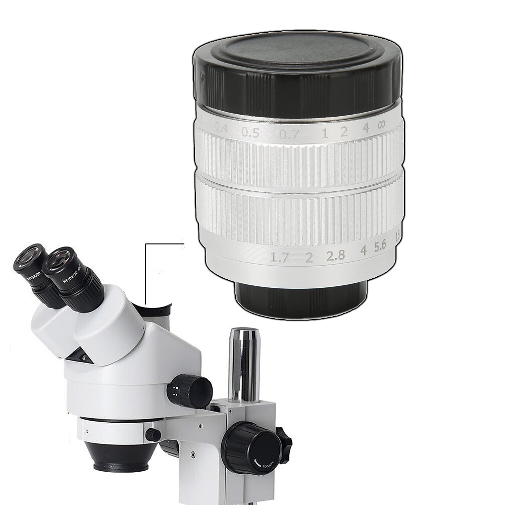 Telecine Lens, F1.7 Large Aperture Multi-Coated Coating Bright Image 35mm Manual Focus Lens for C-Mount Mirrorless Camera (Silver)